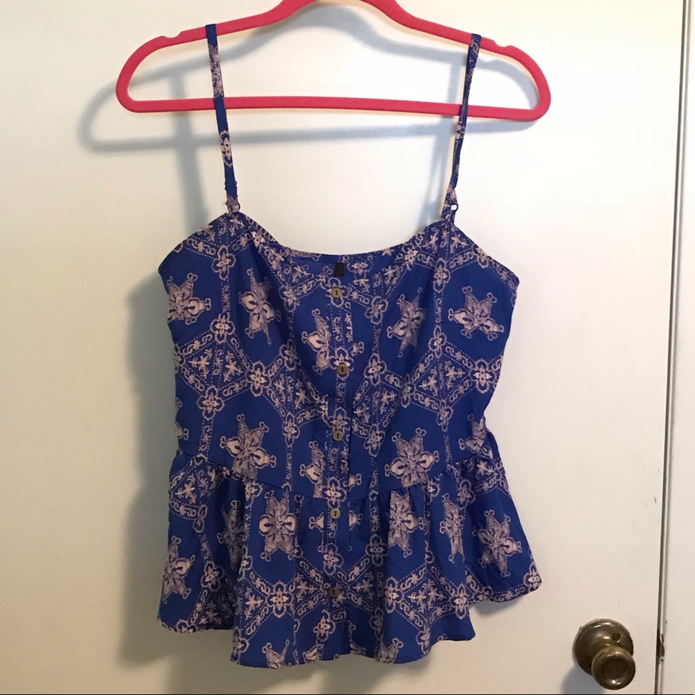 Blue and pink top Sz L